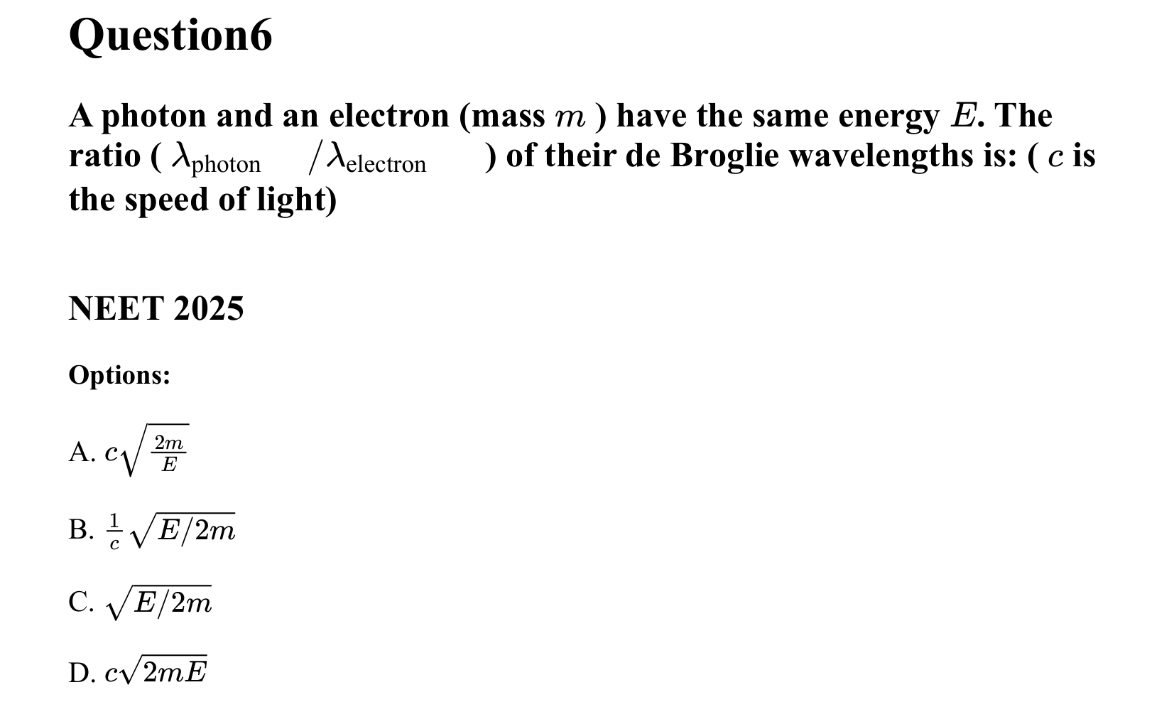 Dual Nature of Matter and Radiation question 6