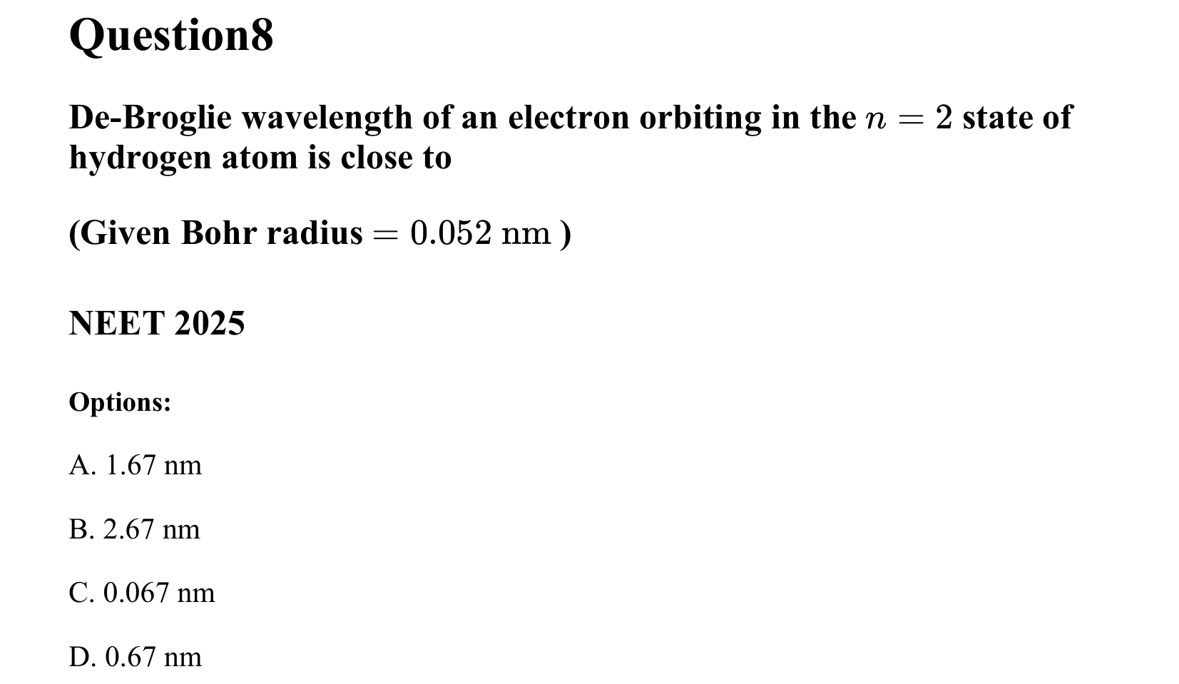 Dual Nature of Matter and Radiation question 8