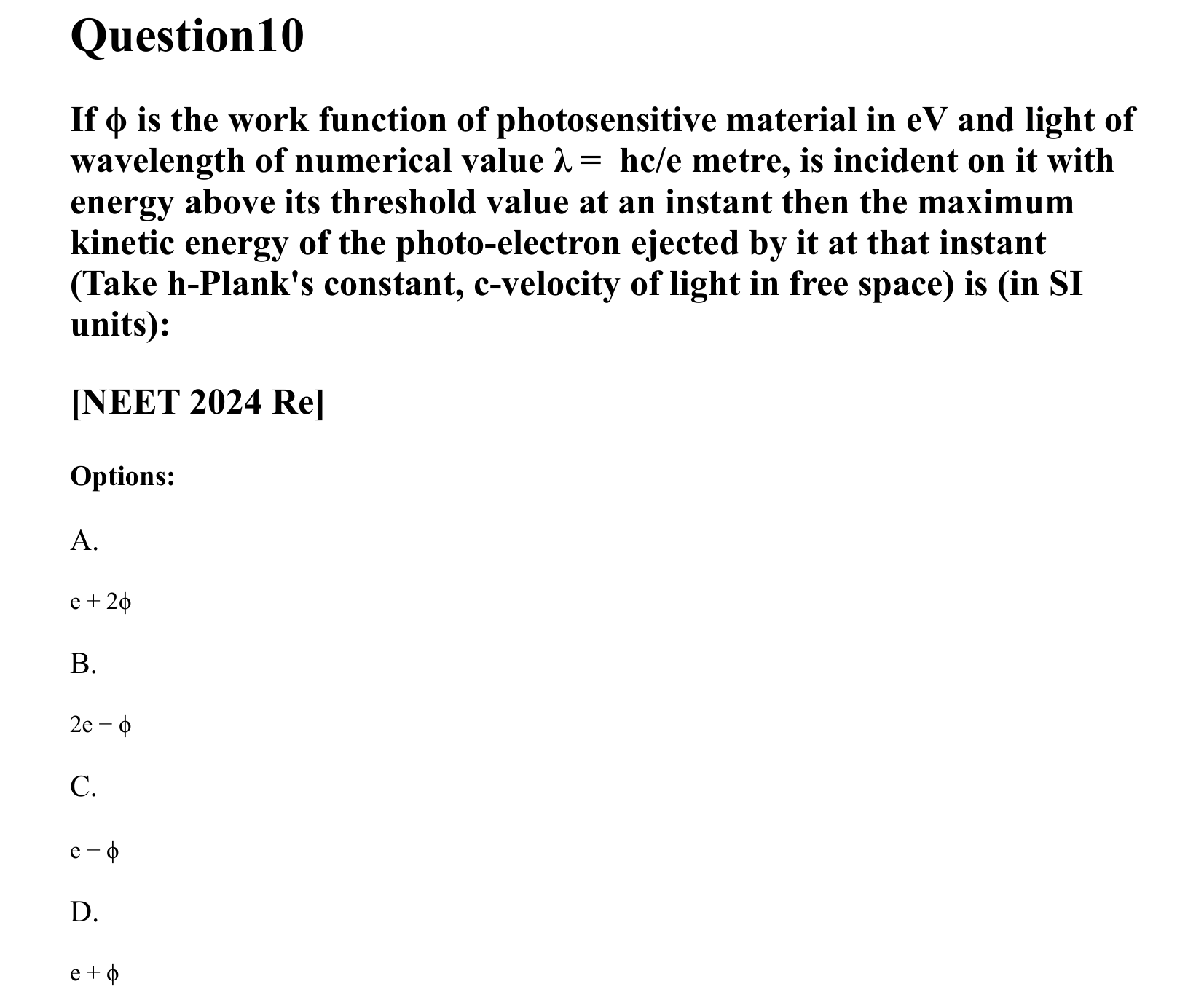 Dual Nature of Matter and Radiation question 10