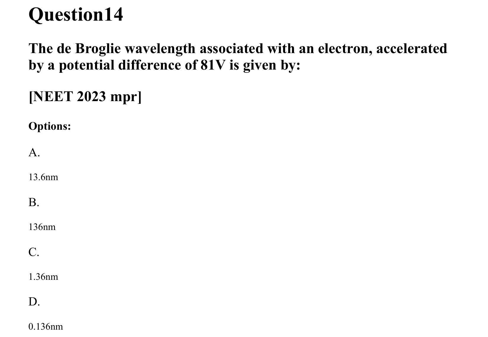 Dual Nature of Matter and Radiation question 14