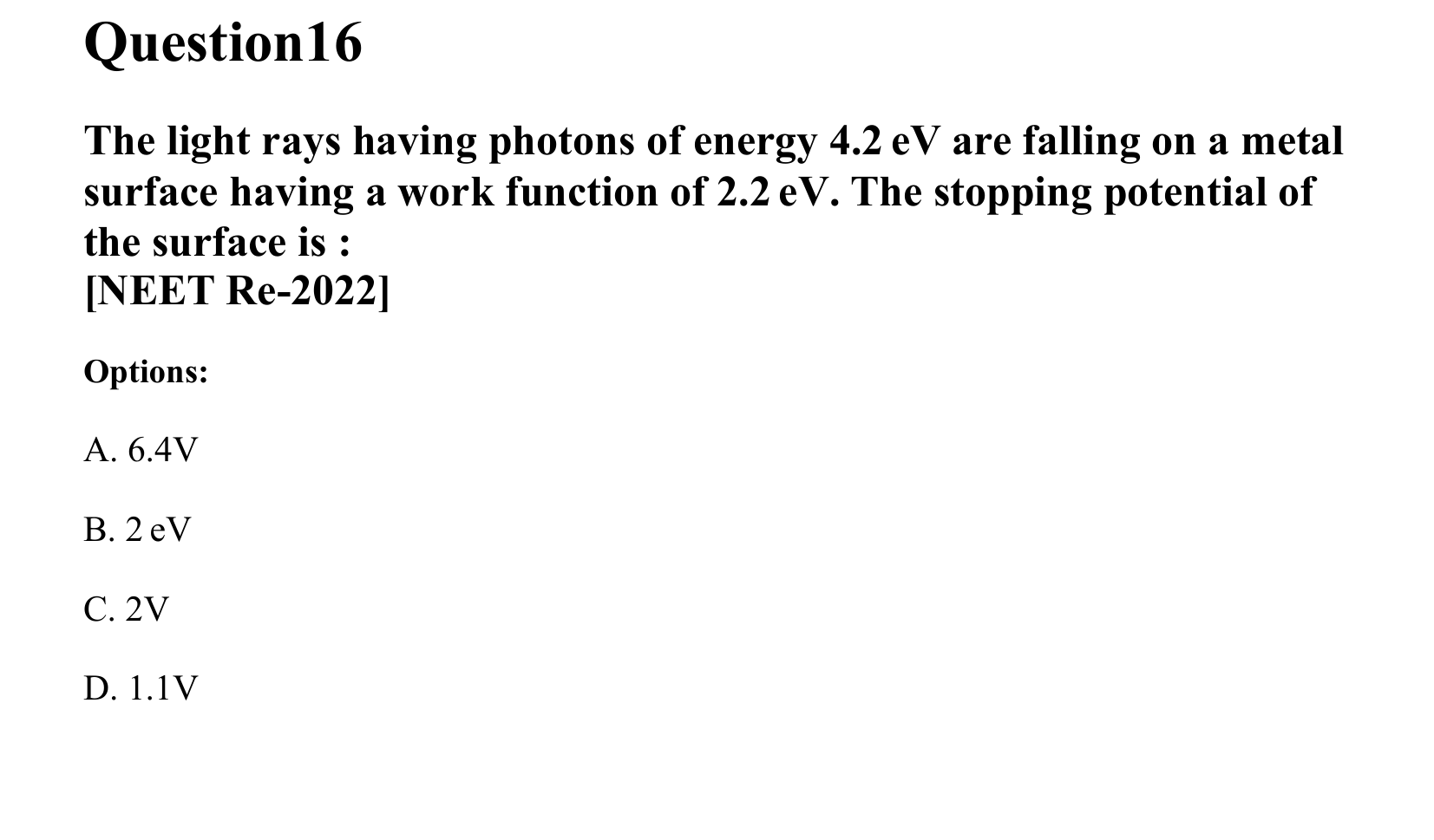 Dual Nature of Matter and Radiation question 16