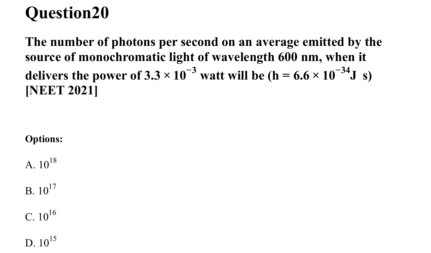 Dual Nature of Matter and Radiation question 20