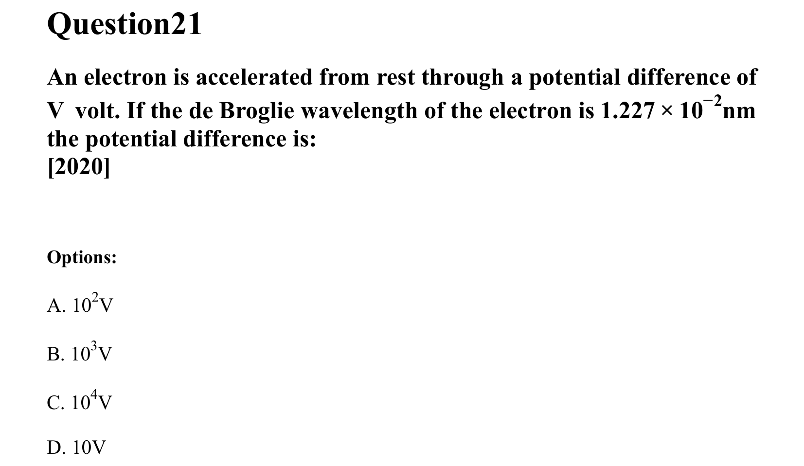 Dual Nature of Matter and Radiation question 21