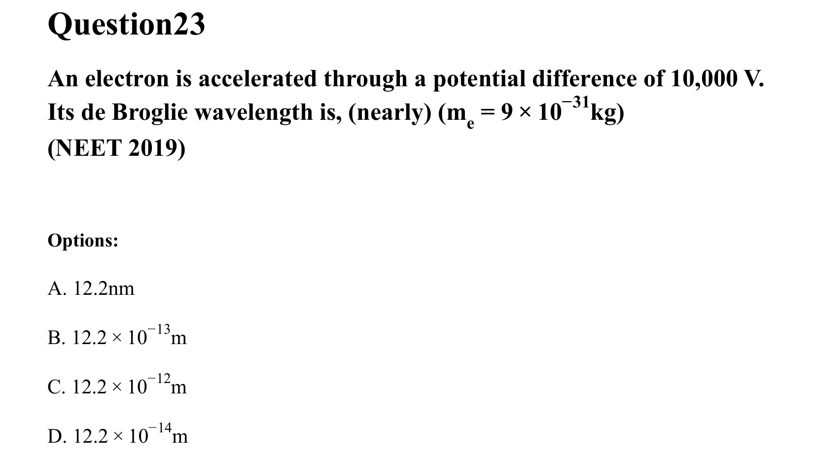 Dual Nature of Matter and Radiation question 23