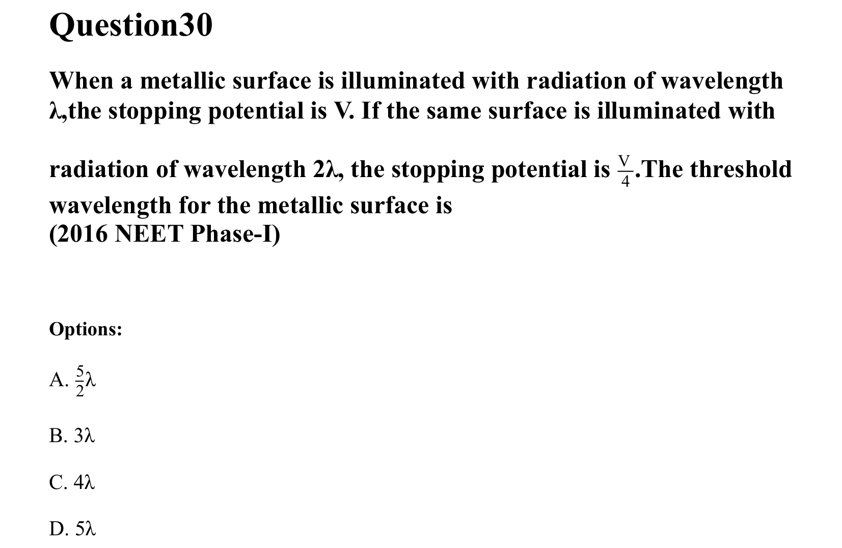 Dual Nature of Matter and Radiation question 30