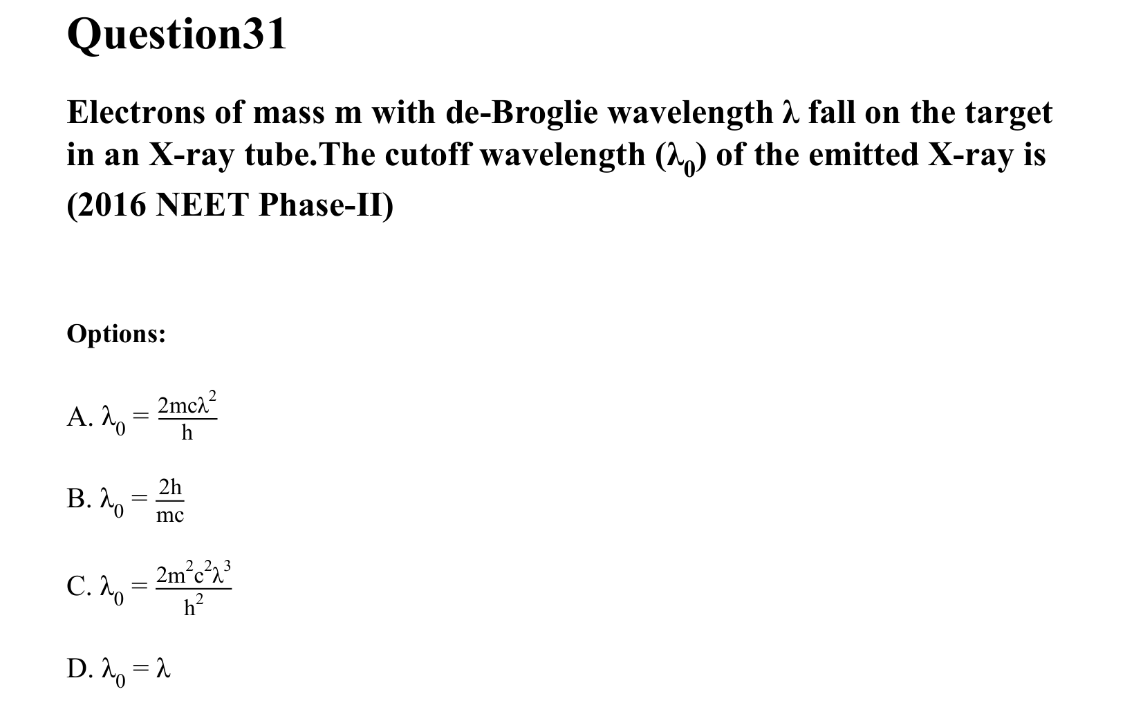 Dual Nature of Matter and Radiation question 31