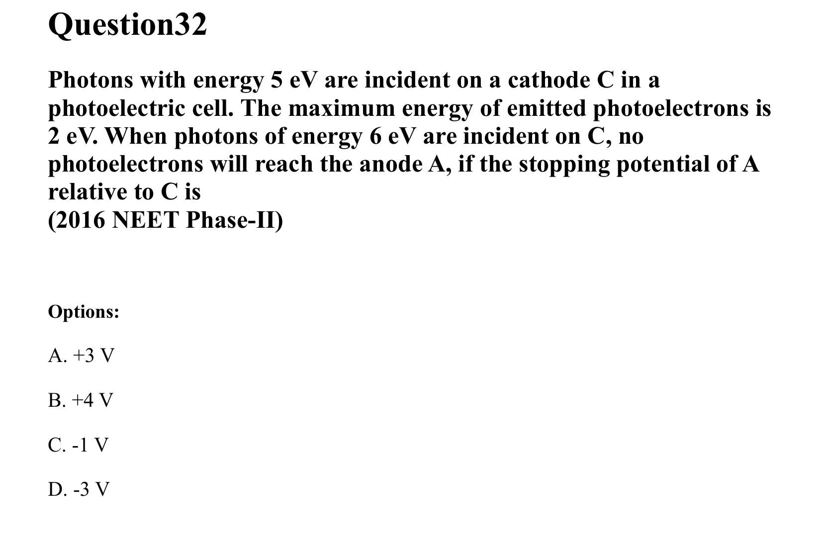 Dual Nature of Matter and Radiation question 32