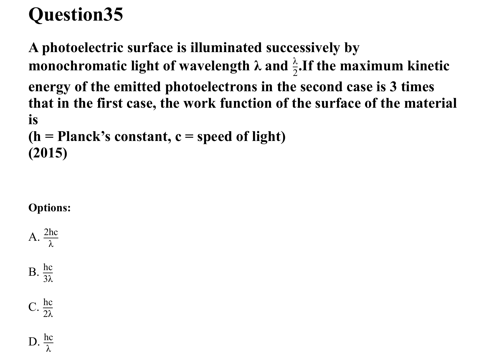 Dual Nature of Matter and Radiation question 35