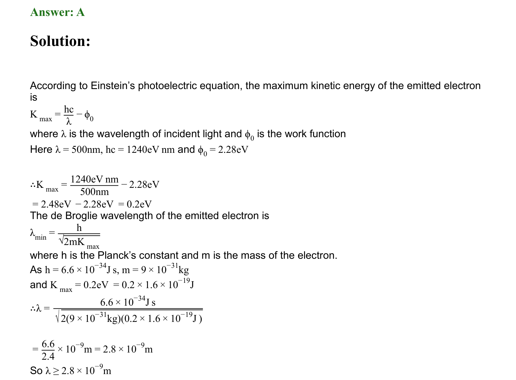 Dual Nature of Matter and Radiation solution 36