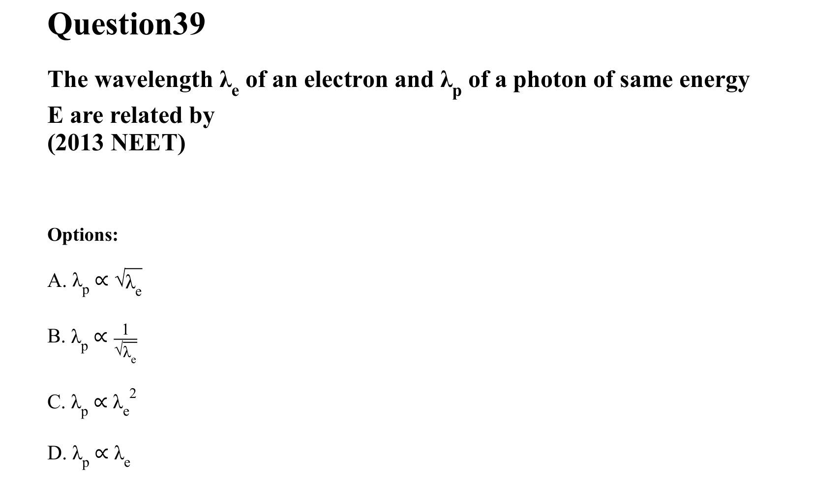 Dual Nature of Matter and Radiation question 39