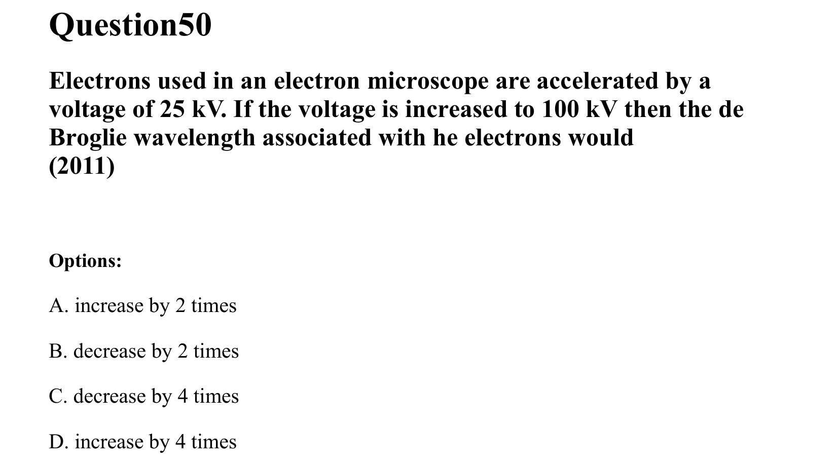 Dual Nature of Matter and Radiation question 50