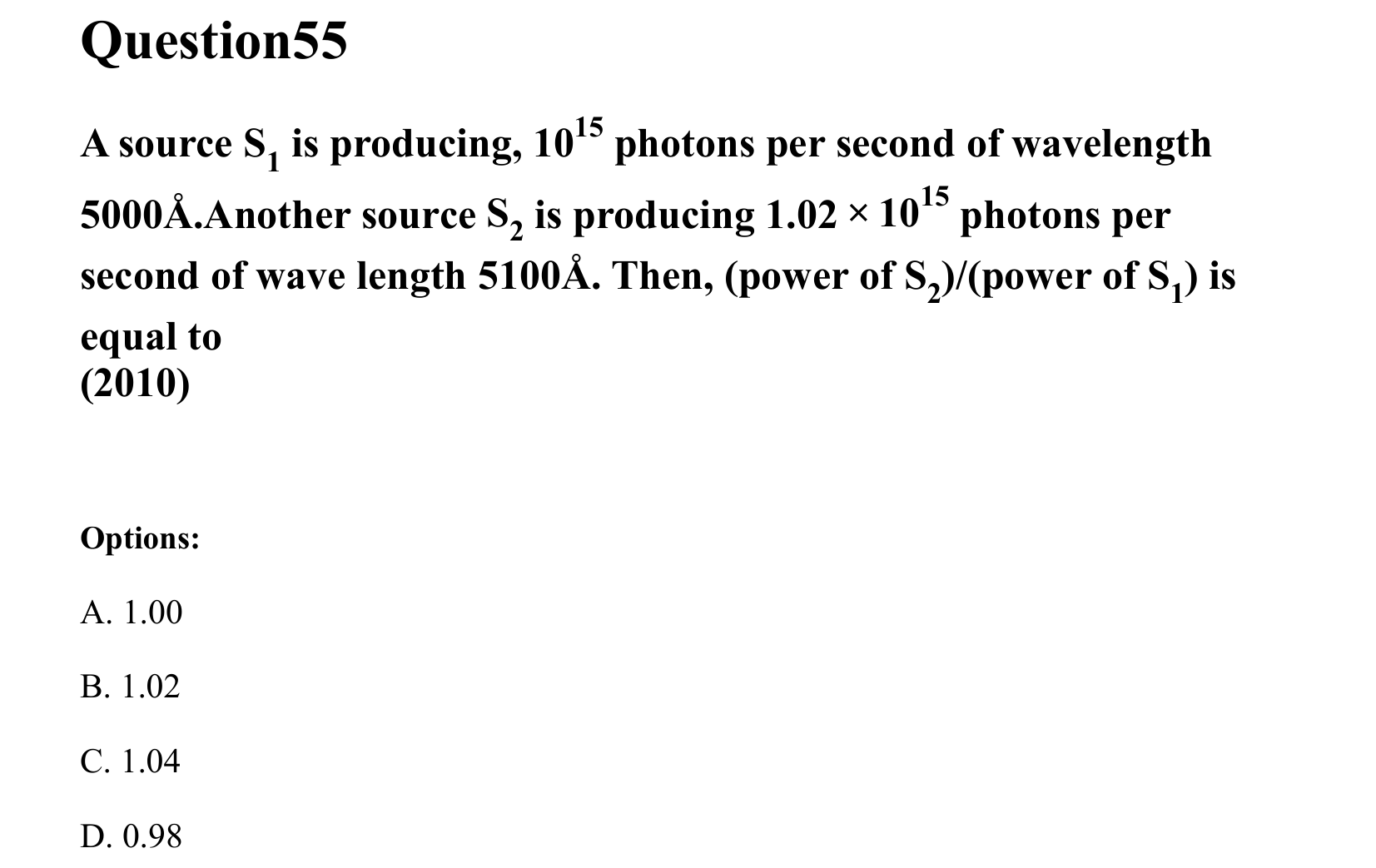 Dual Nature of Matter and Radiation question 55