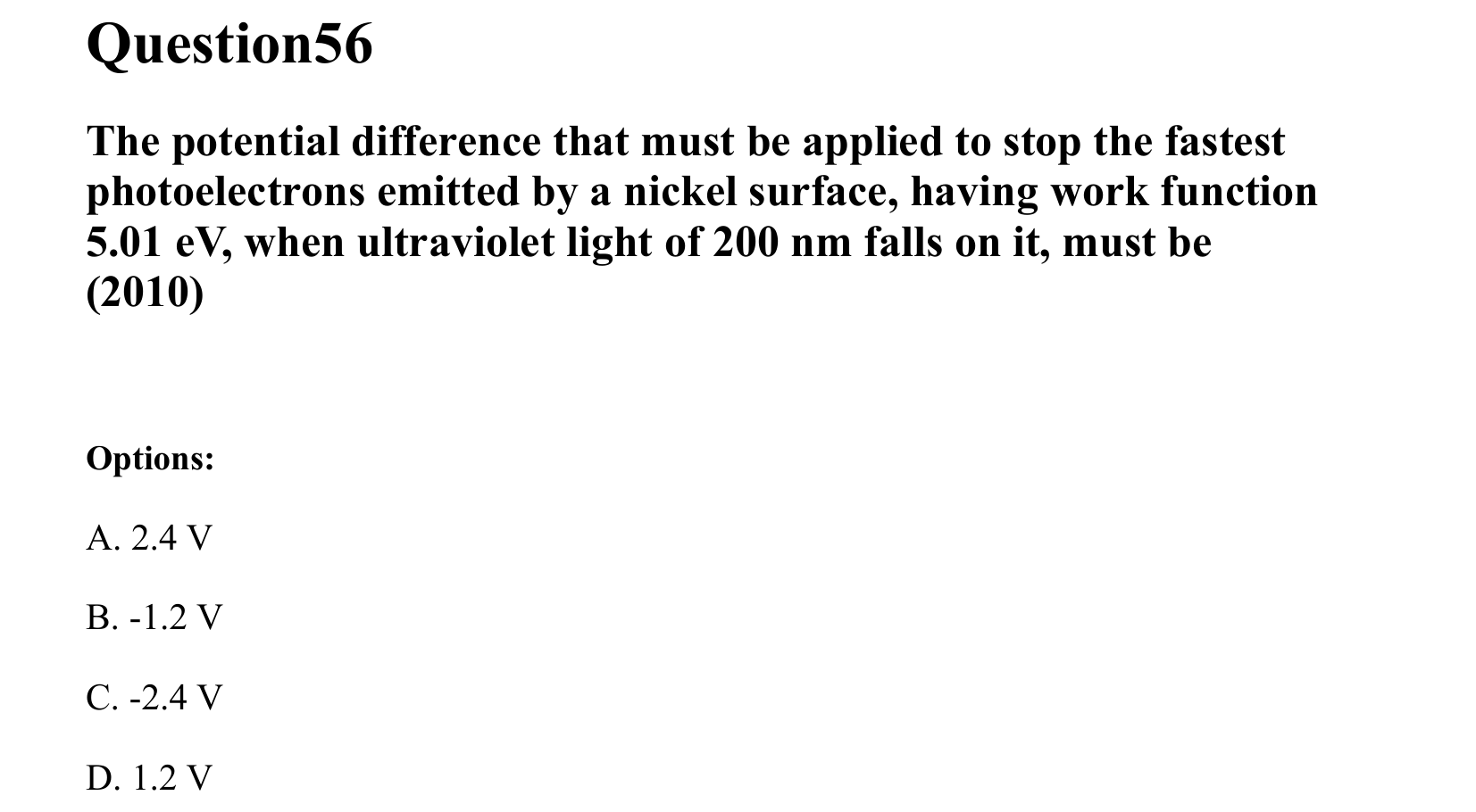 Dual Nature of Matter and Radiation question 56