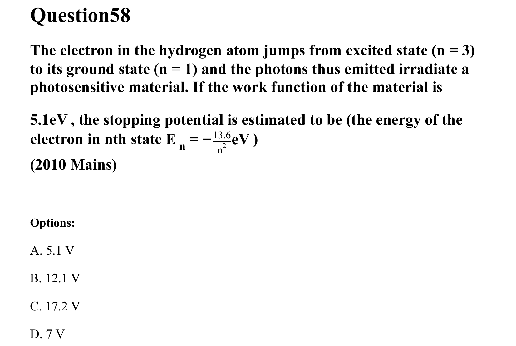 Dual Nature of Matter and Radiation question 58