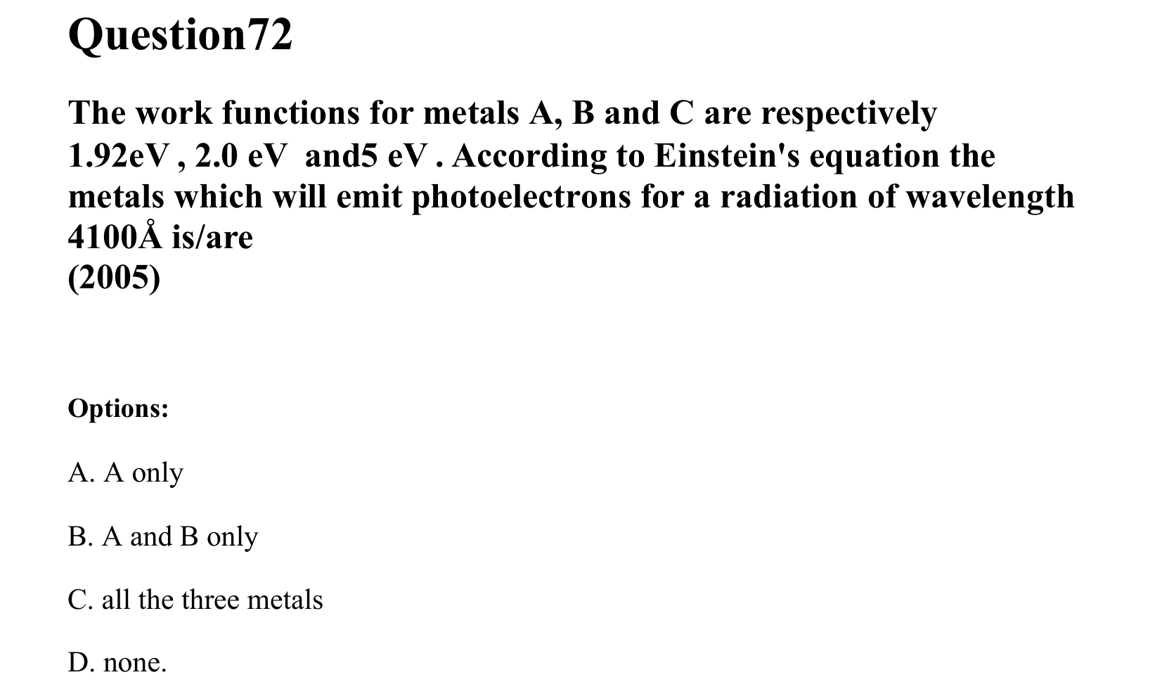 Dual Nature of Matter and Radiation question 72