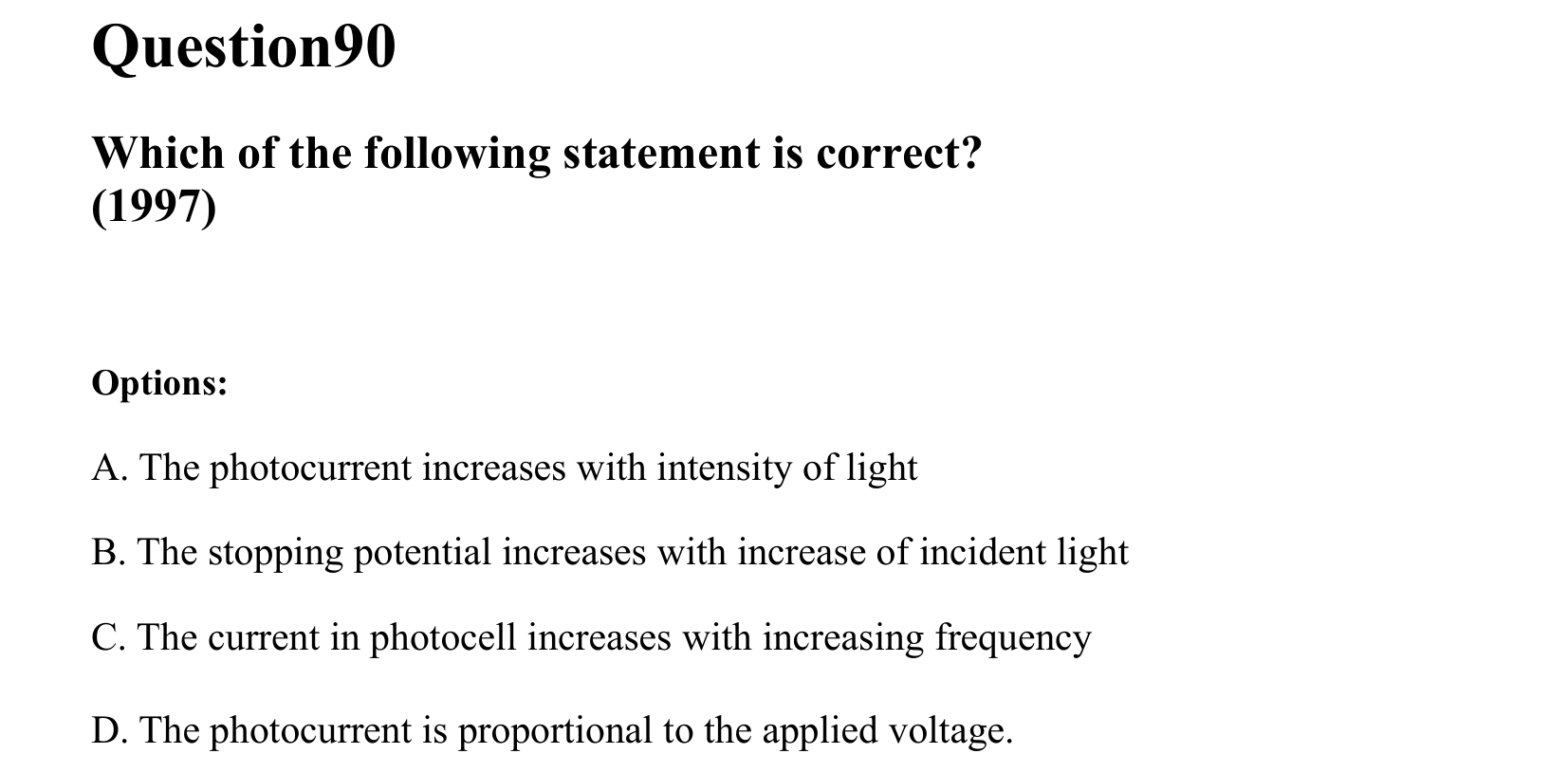 Dual Nature of Matter and Radiation question 90