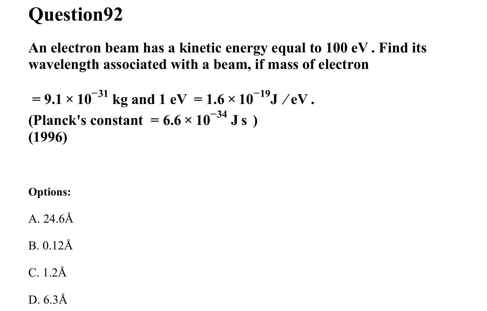 Dual Nature of Matter and Radiation question 92