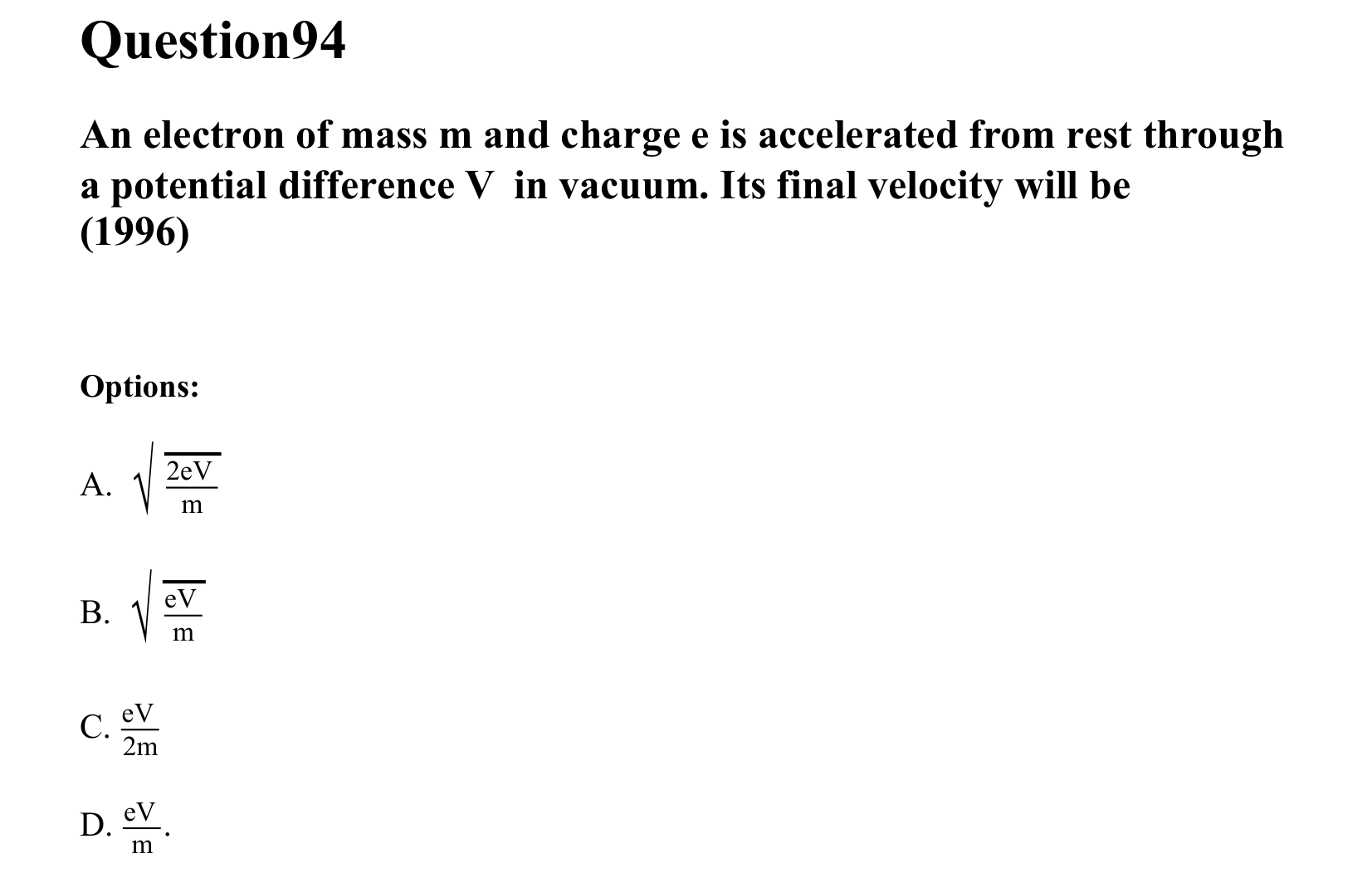 Dual Nature of Matter and Radiation question 94