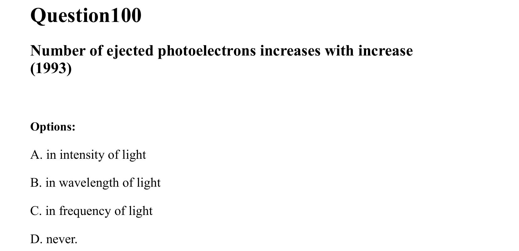 Dual Nature of Matter and Radiation question 100