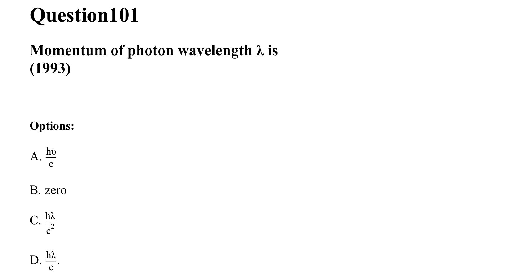 Dual Nature of Matter and Radiation question 101