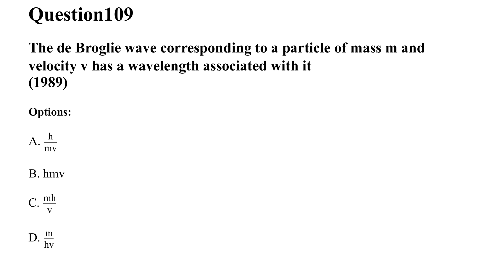 Dual Nature of Matter and Radiation question 109