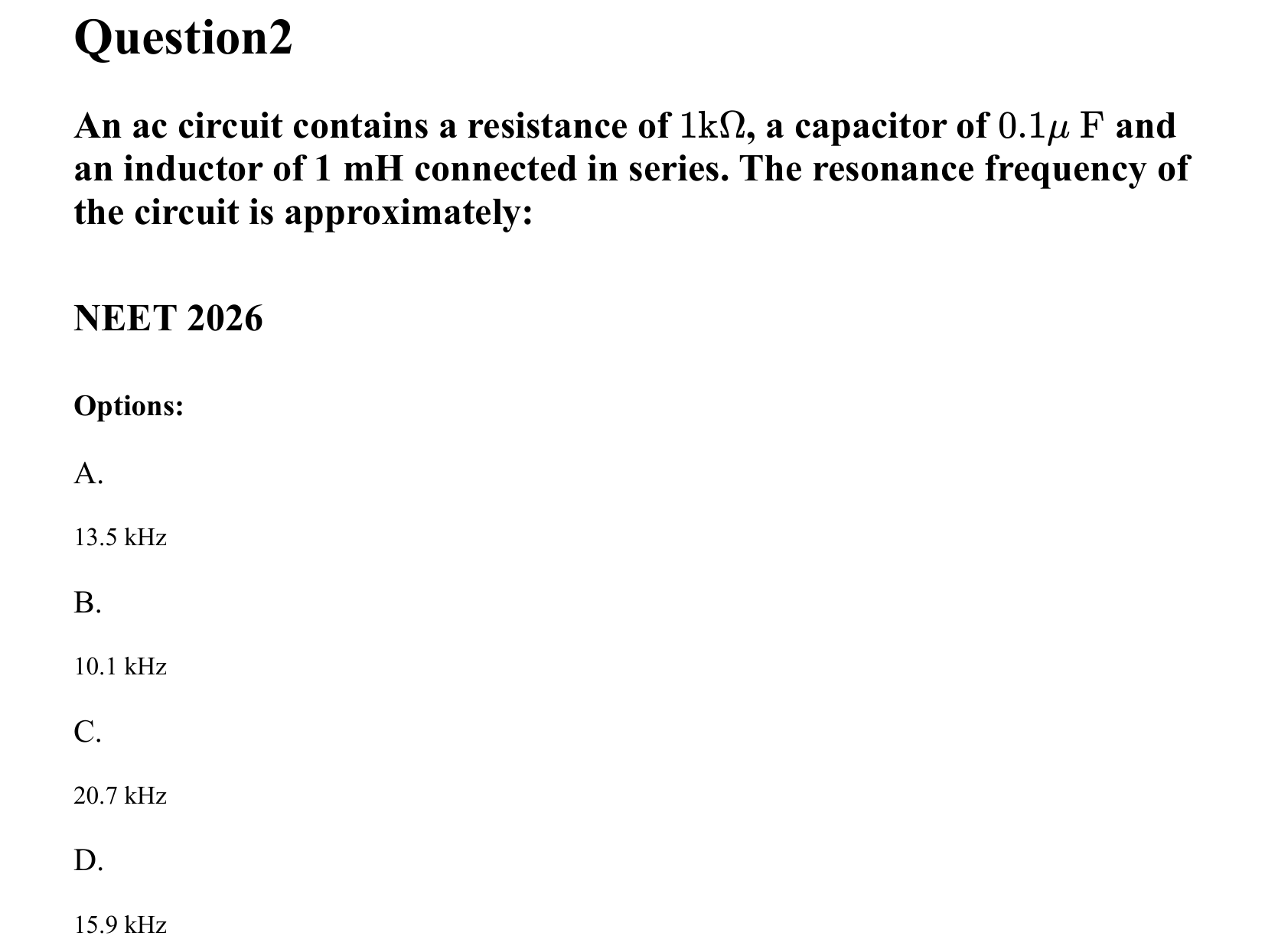 Electromagnetic Induction and Alternating Current question 2