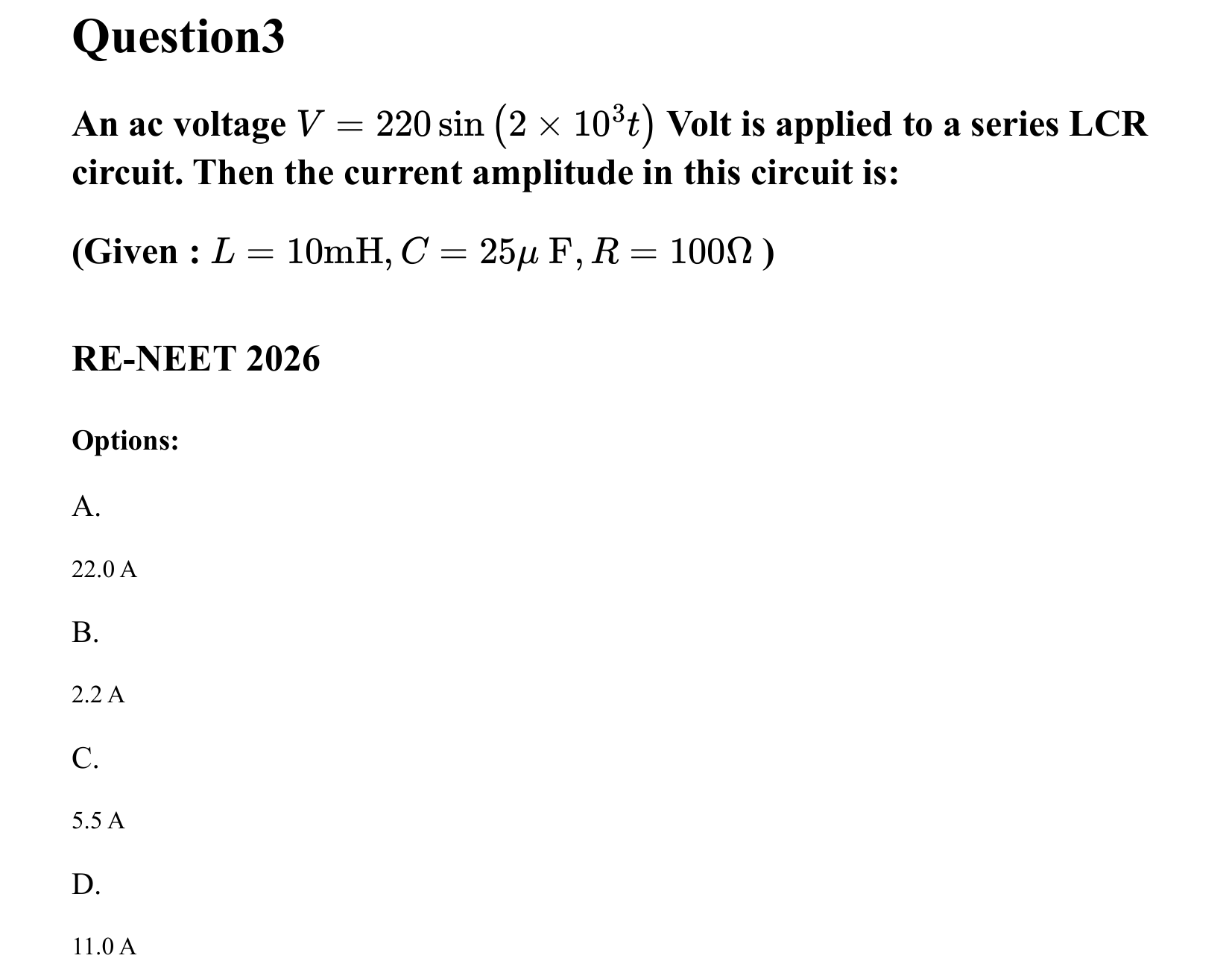 Electromagnetic Induction and Alternating Current question 3