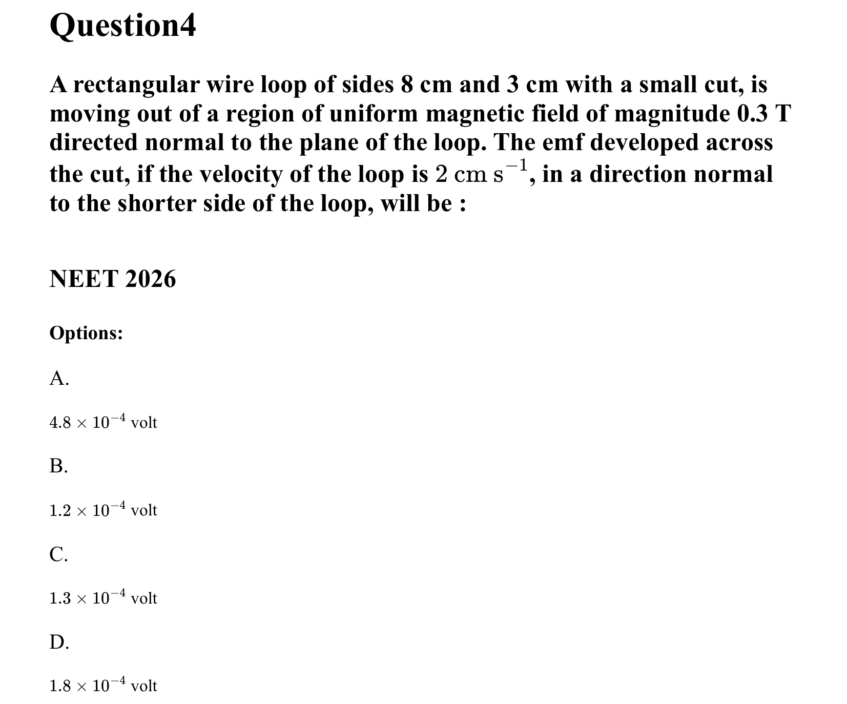 Electromagnetic Induction and Alternating Current question 4