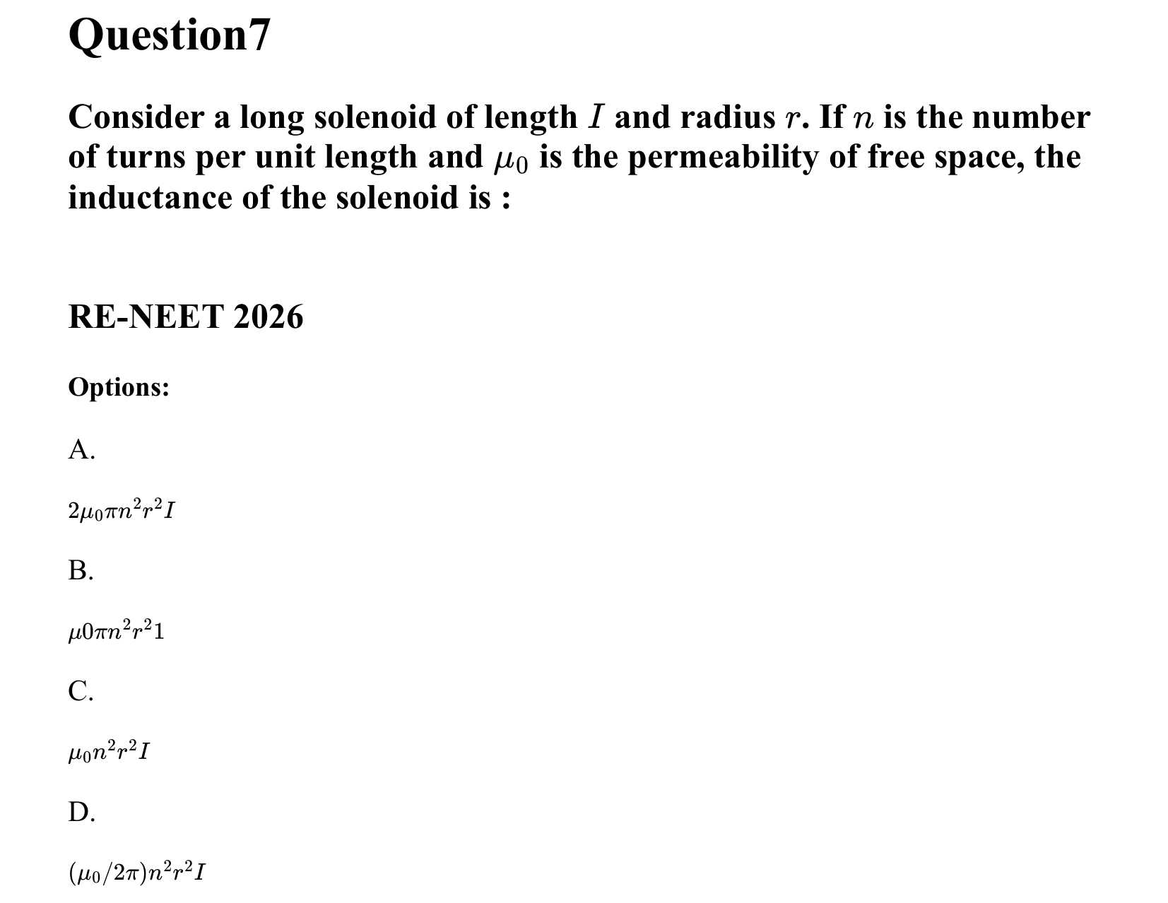 Electromagnetic Induction and Alternating Current question 7
