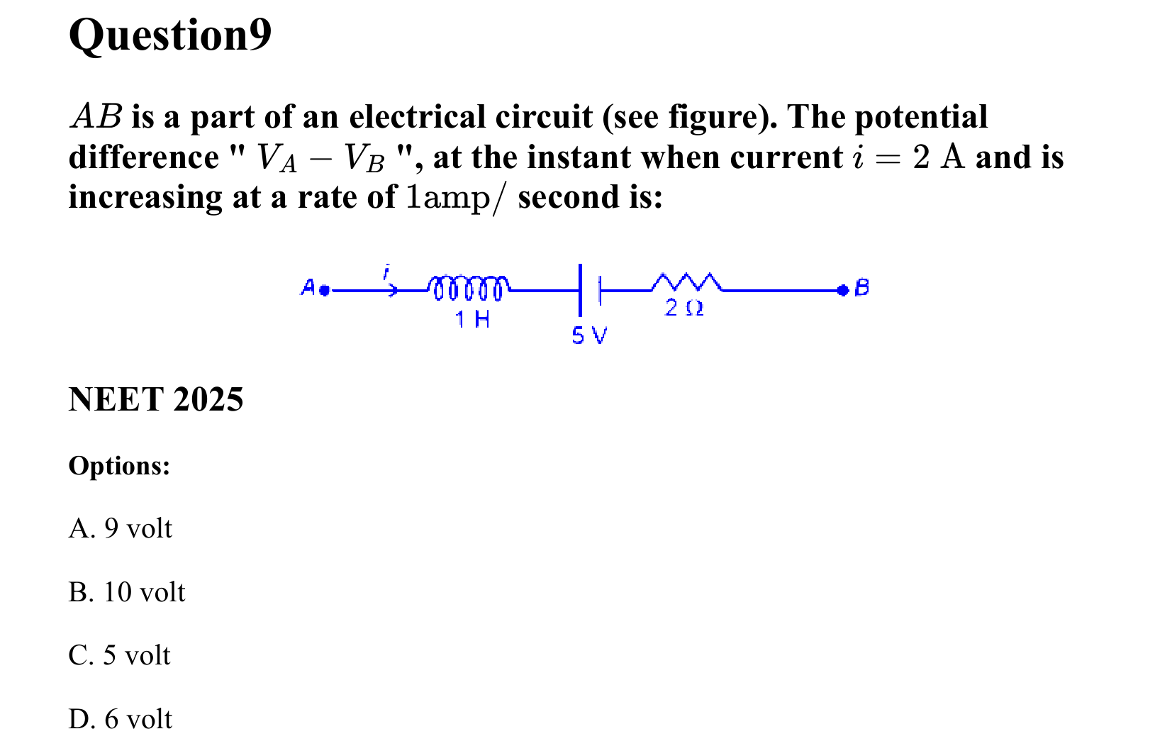 Electromagnetic Induction and Alternating Current question 9