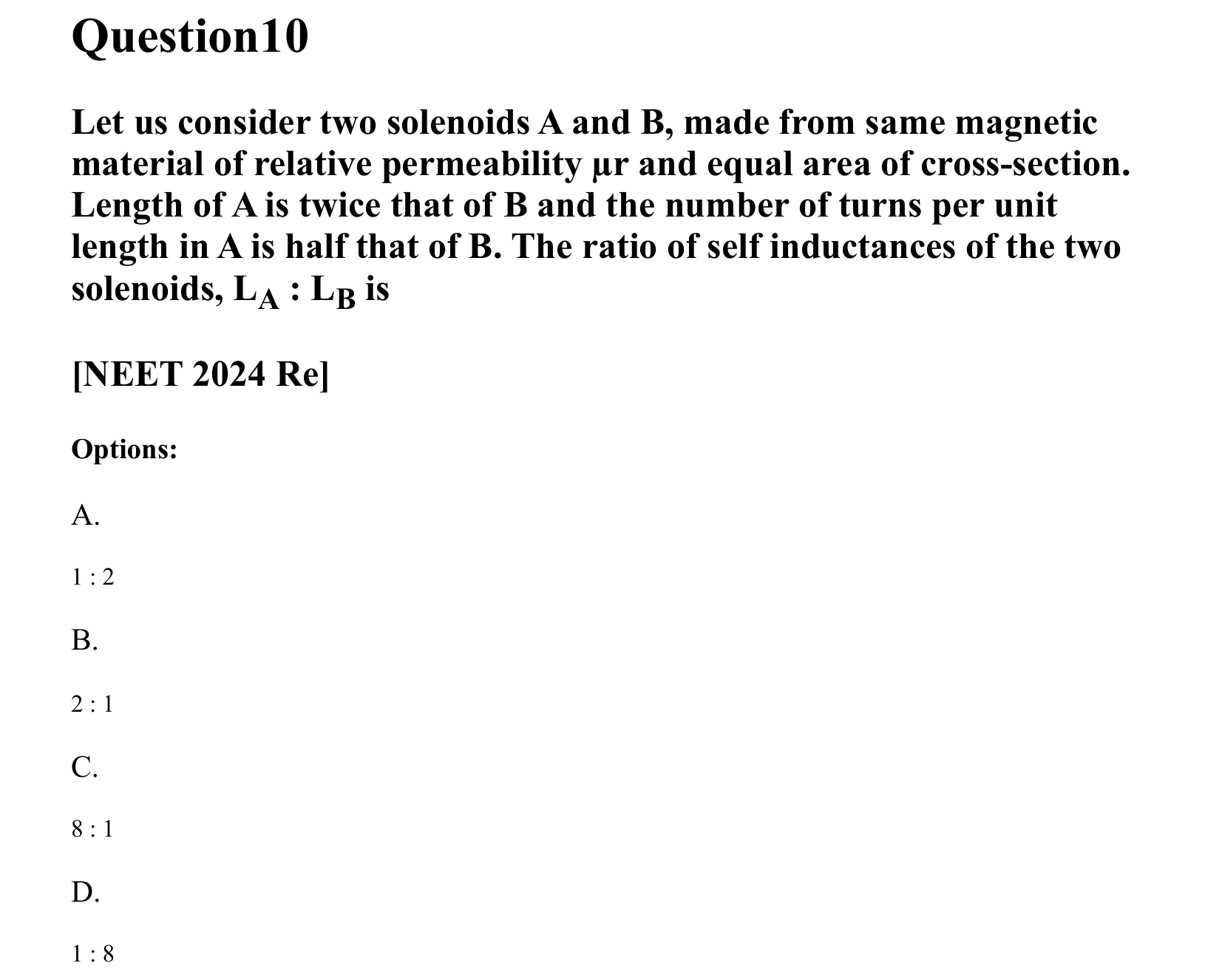 Electromagnetic Induction and Alternating Current question 10