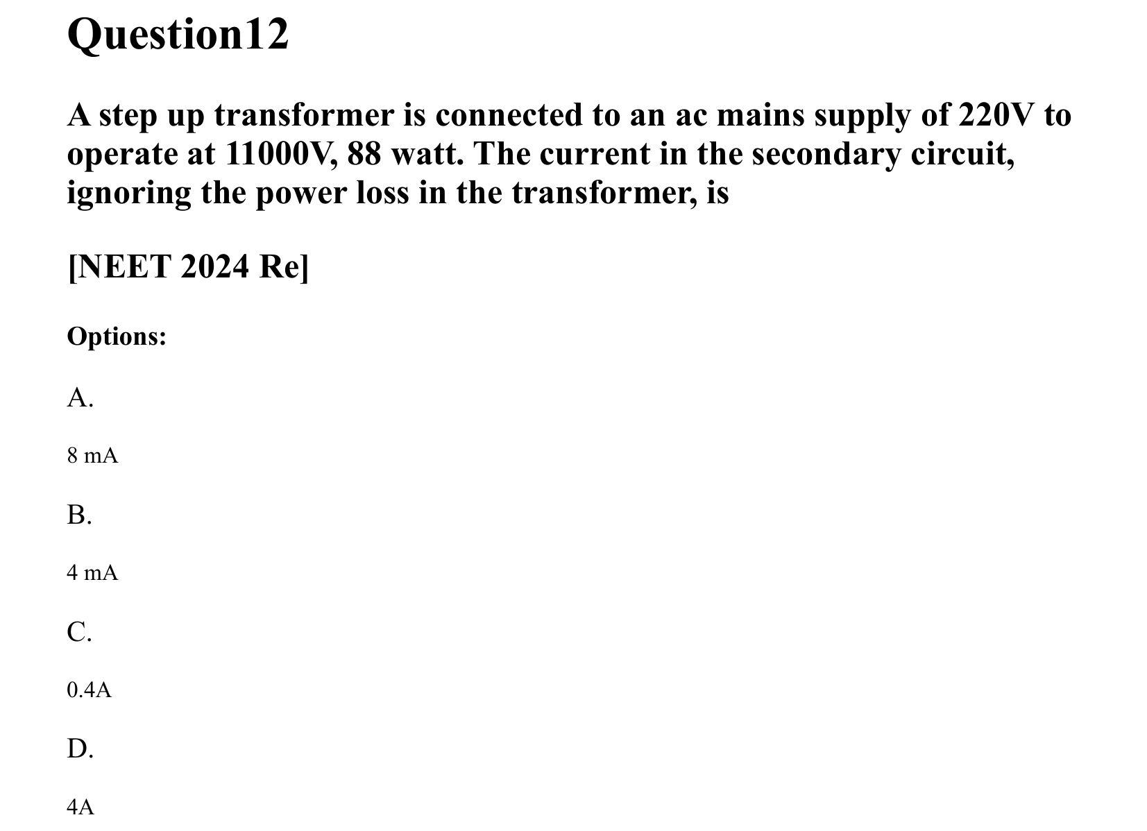 Electromagnetic Induction and Alternating Current question 12