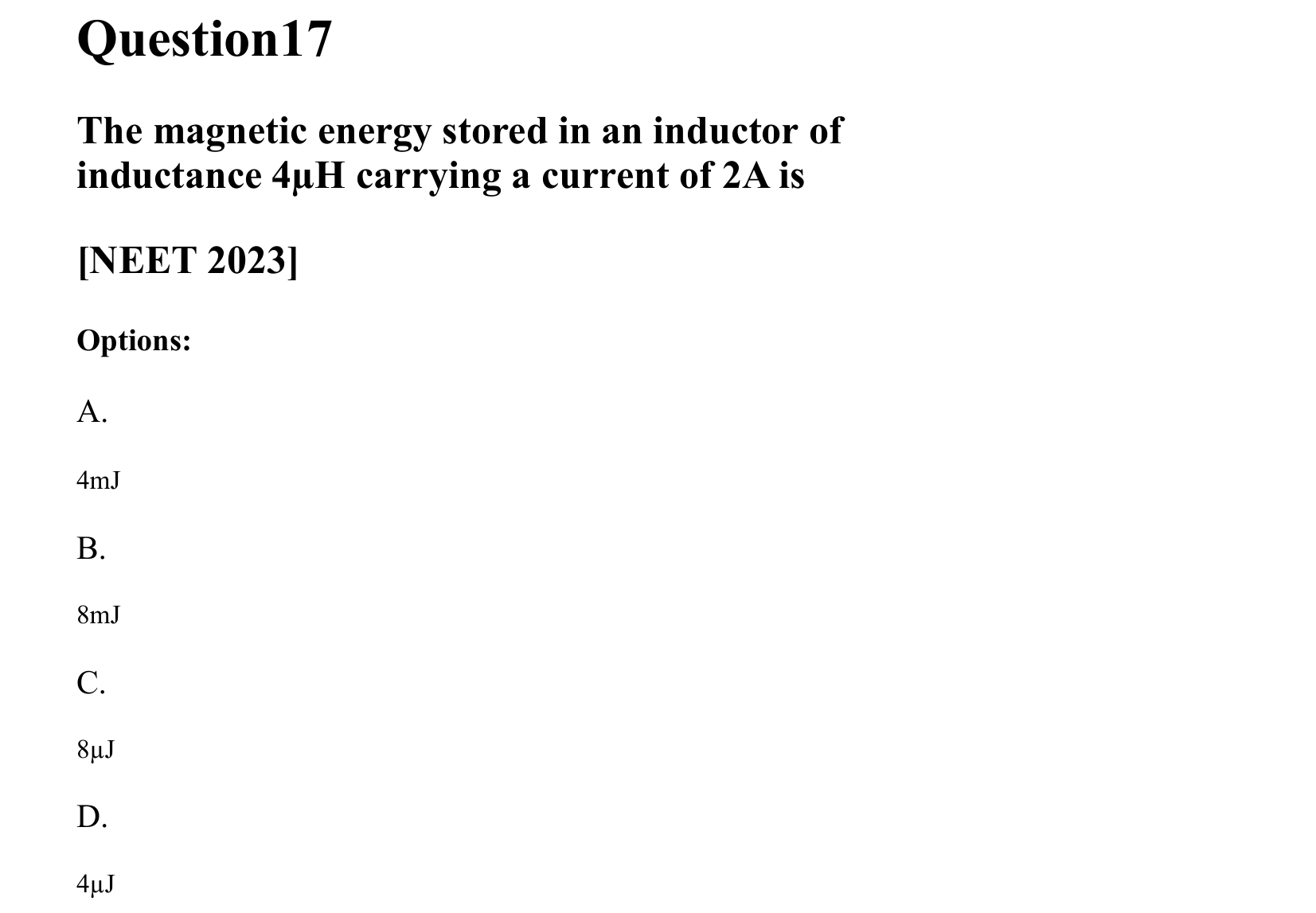 Electromagnetic Induction and Alternating Current question 17