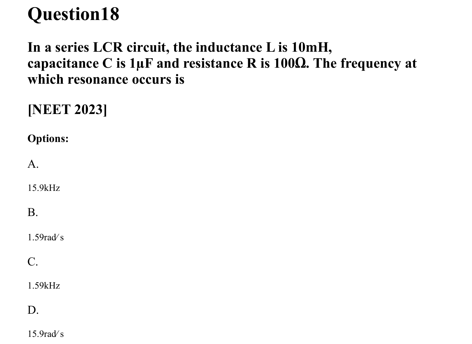 Electromagnetic Induction and Alternating Current question 18