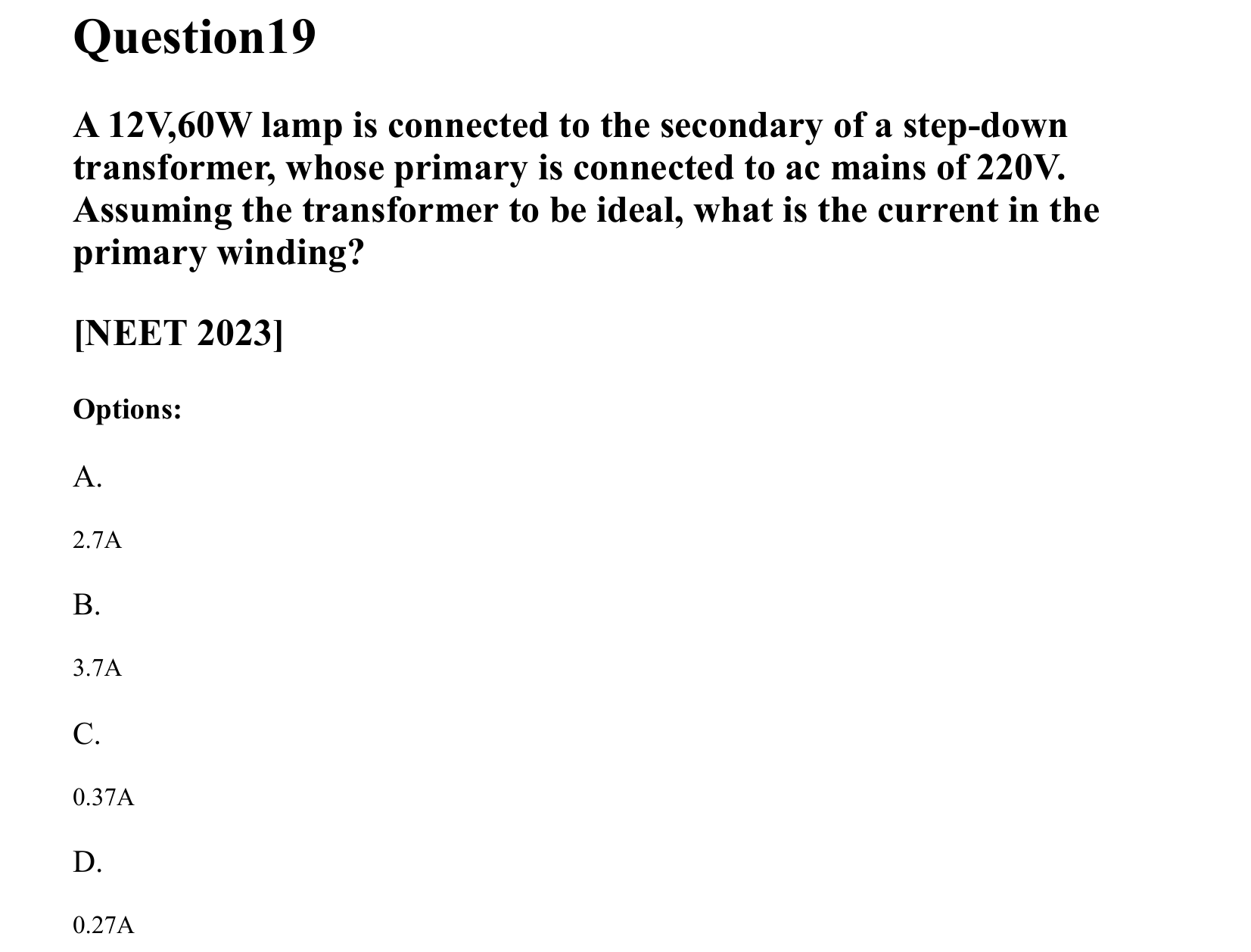 Electromagnetic Induction and Alternating Current question 19