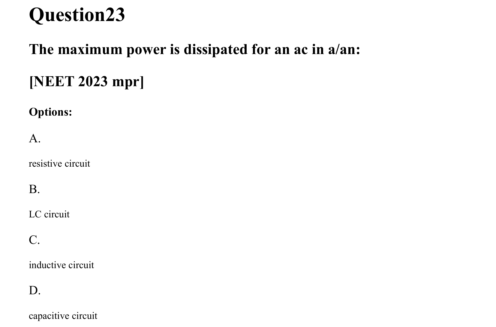 Electromagnetic Induction and Alternating Current question 23
