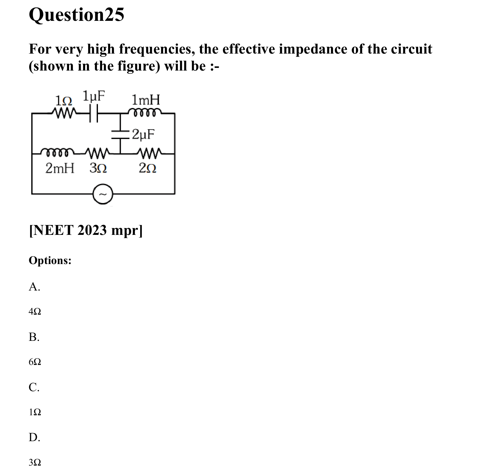 Electromagnetic Induction and Alternating Current question 25