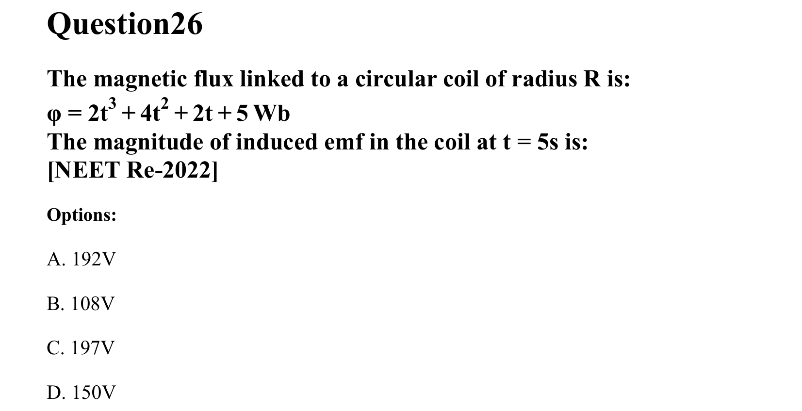 Electromagnetic Induction and Alternating Current question 26