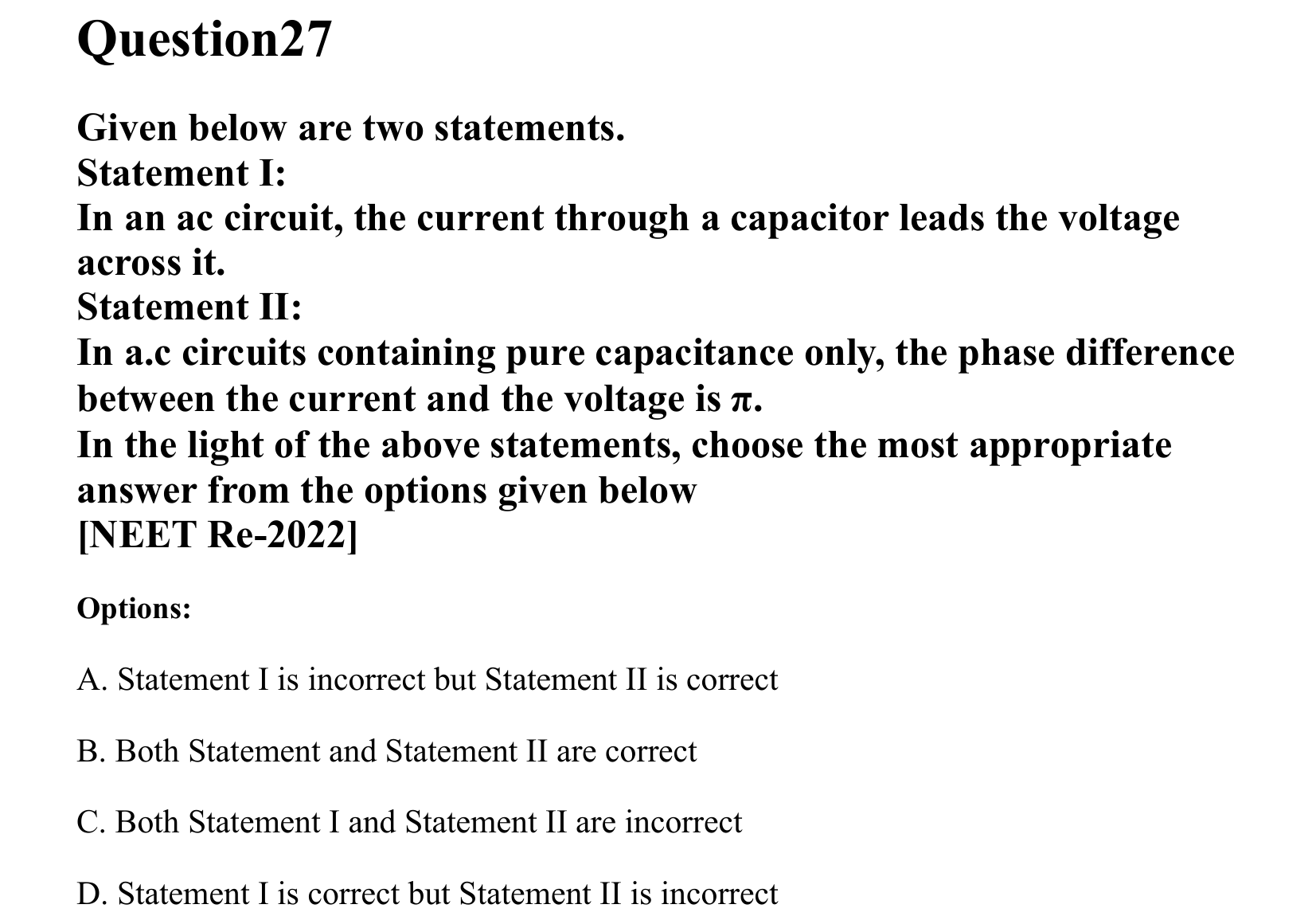 Electromagnetic Induction and Alternating Current question 27