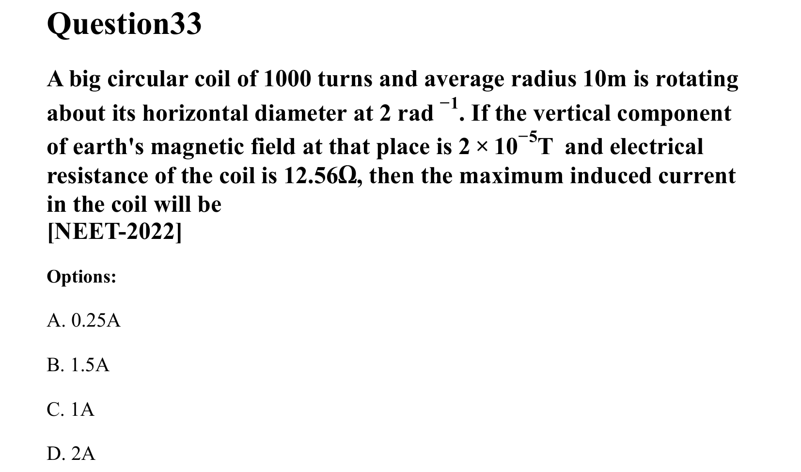 Electromagnetic Induction and Alternating Current question 33