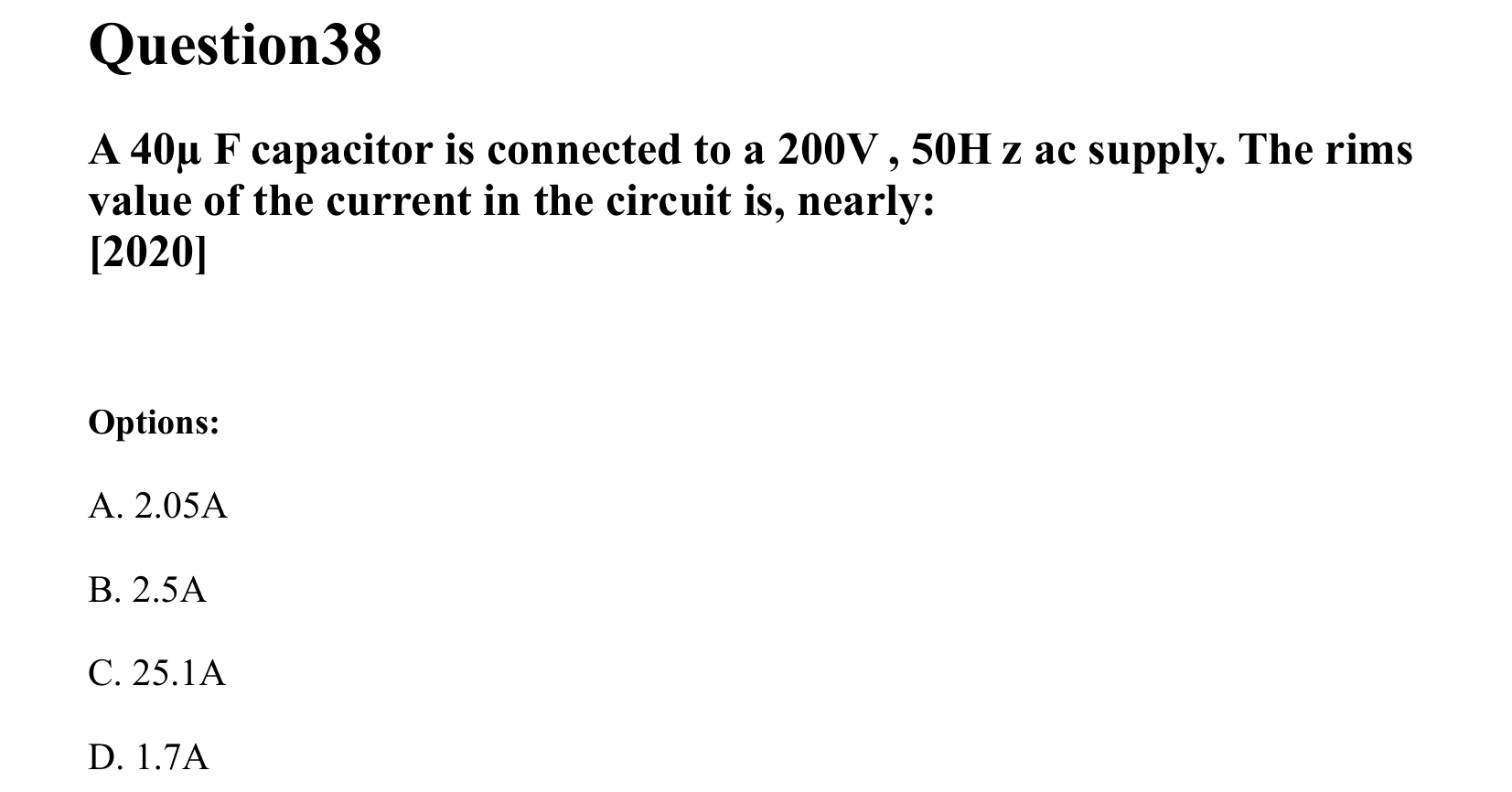 Electromagnetic Induction and Alternating Current question 38