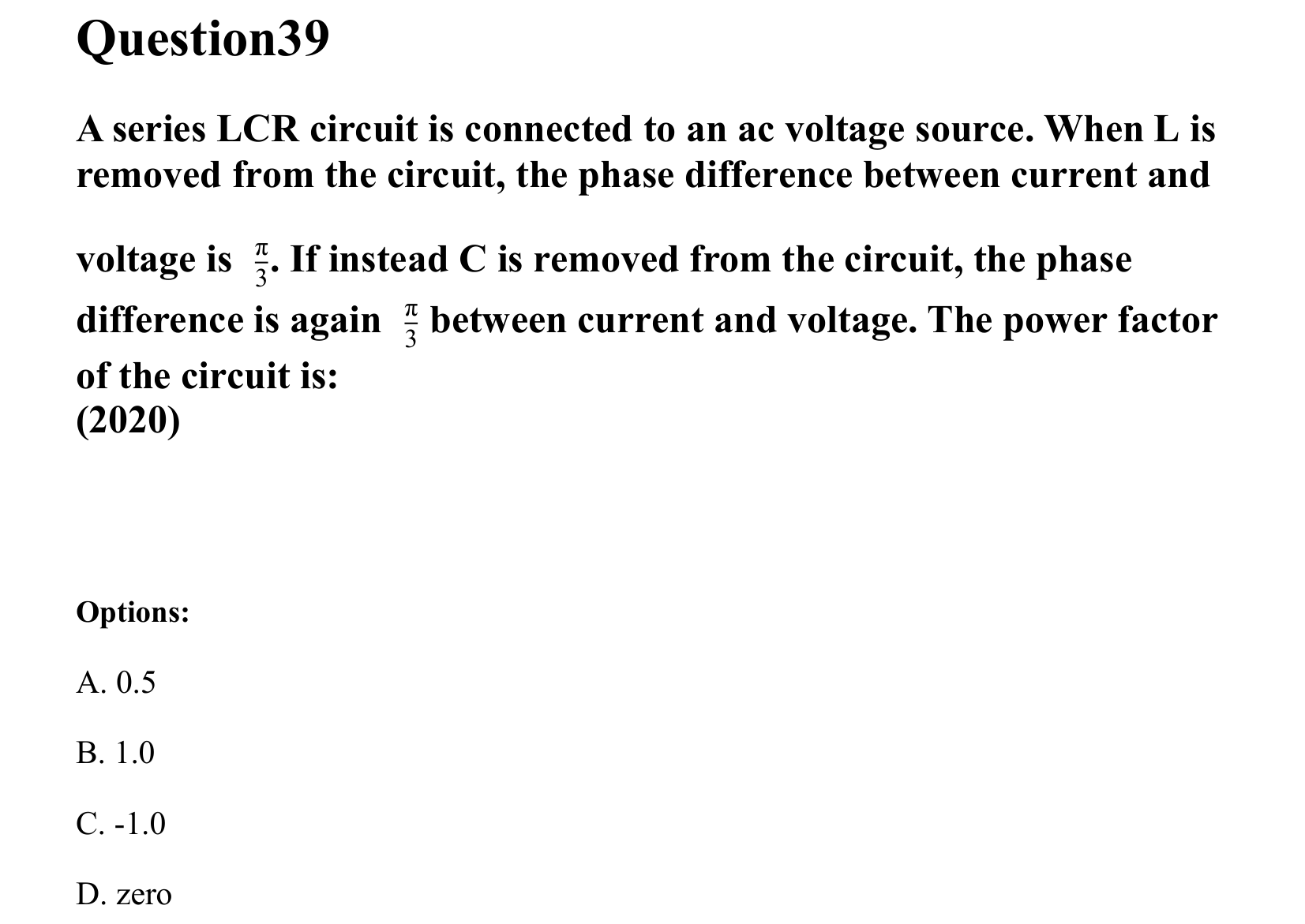 Electromagnetic Induction and Alternating Current question 39