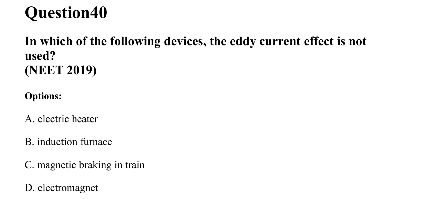 Electromagnetic Induction and Alternating Current question 40
