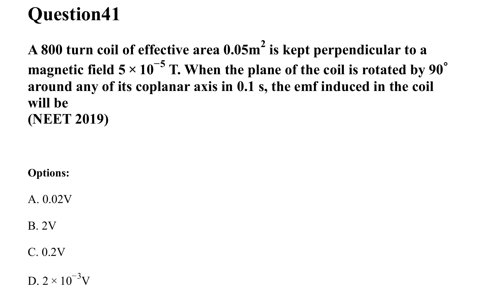 Electromagnetic Induction and Alternating Current question 41