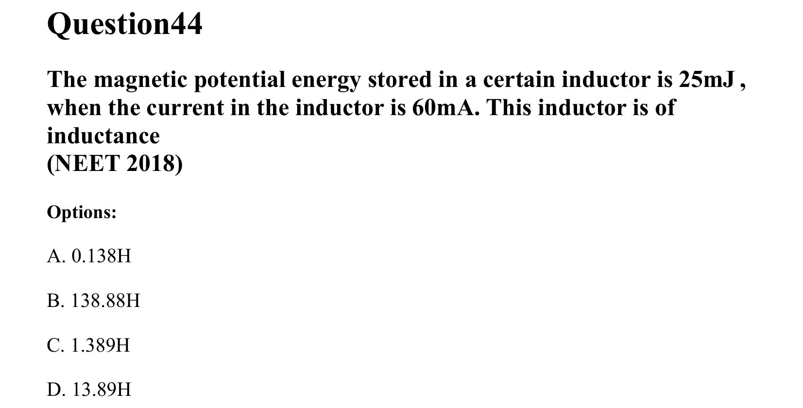 Electromagnetic Induction and Alternating Current question 44