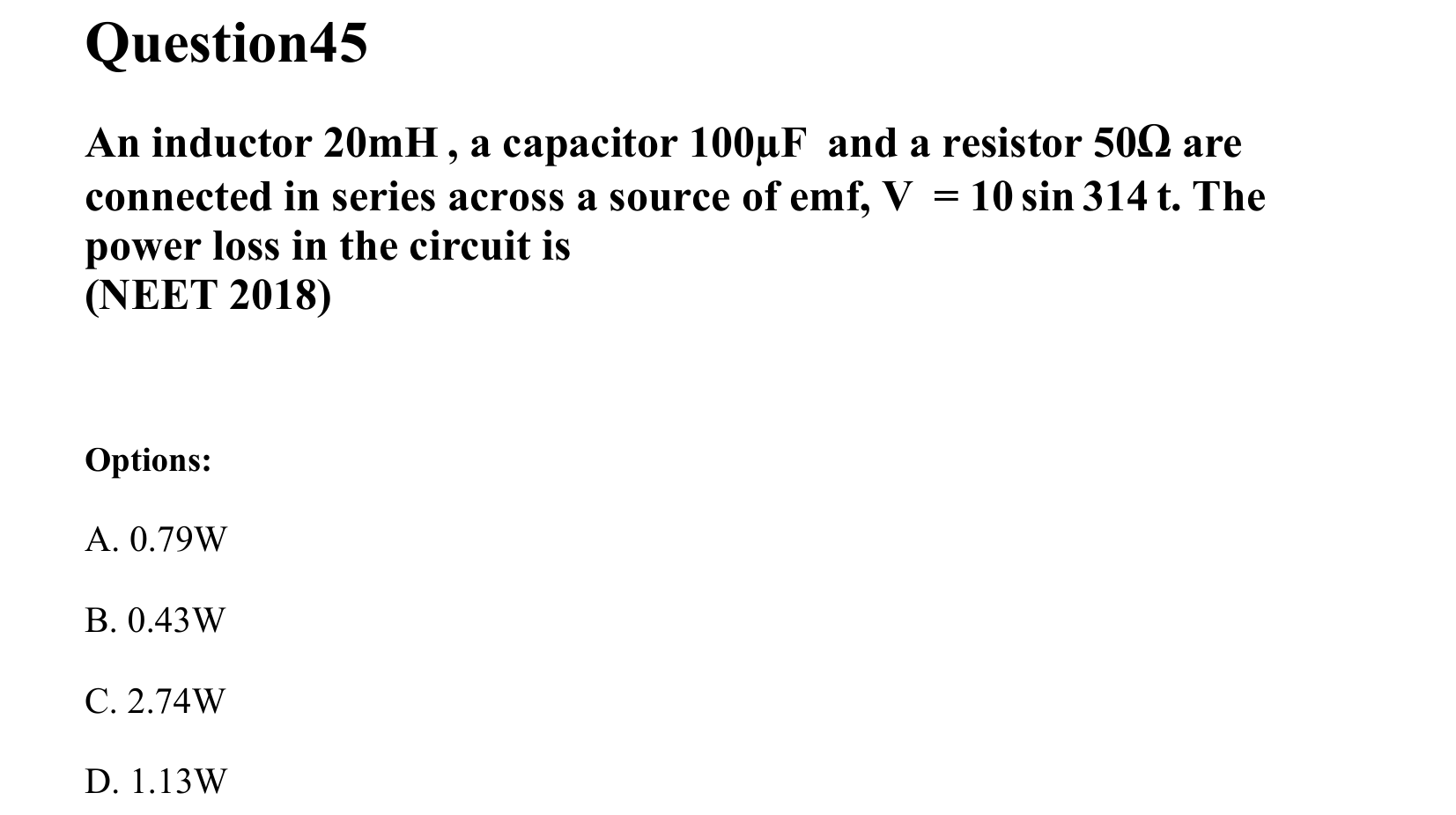 Electromagnetic Induction and Alternating Current question 45
