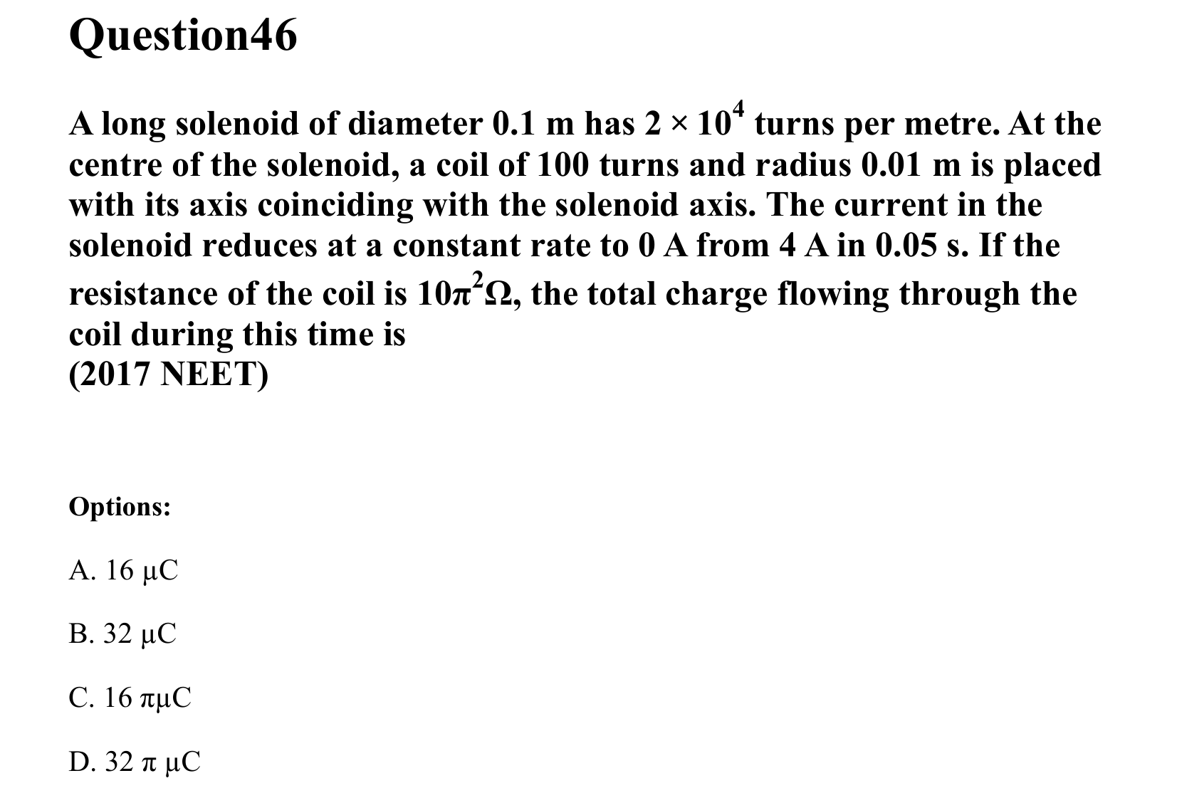Electromagnetic Induction and Alternating Current question 46