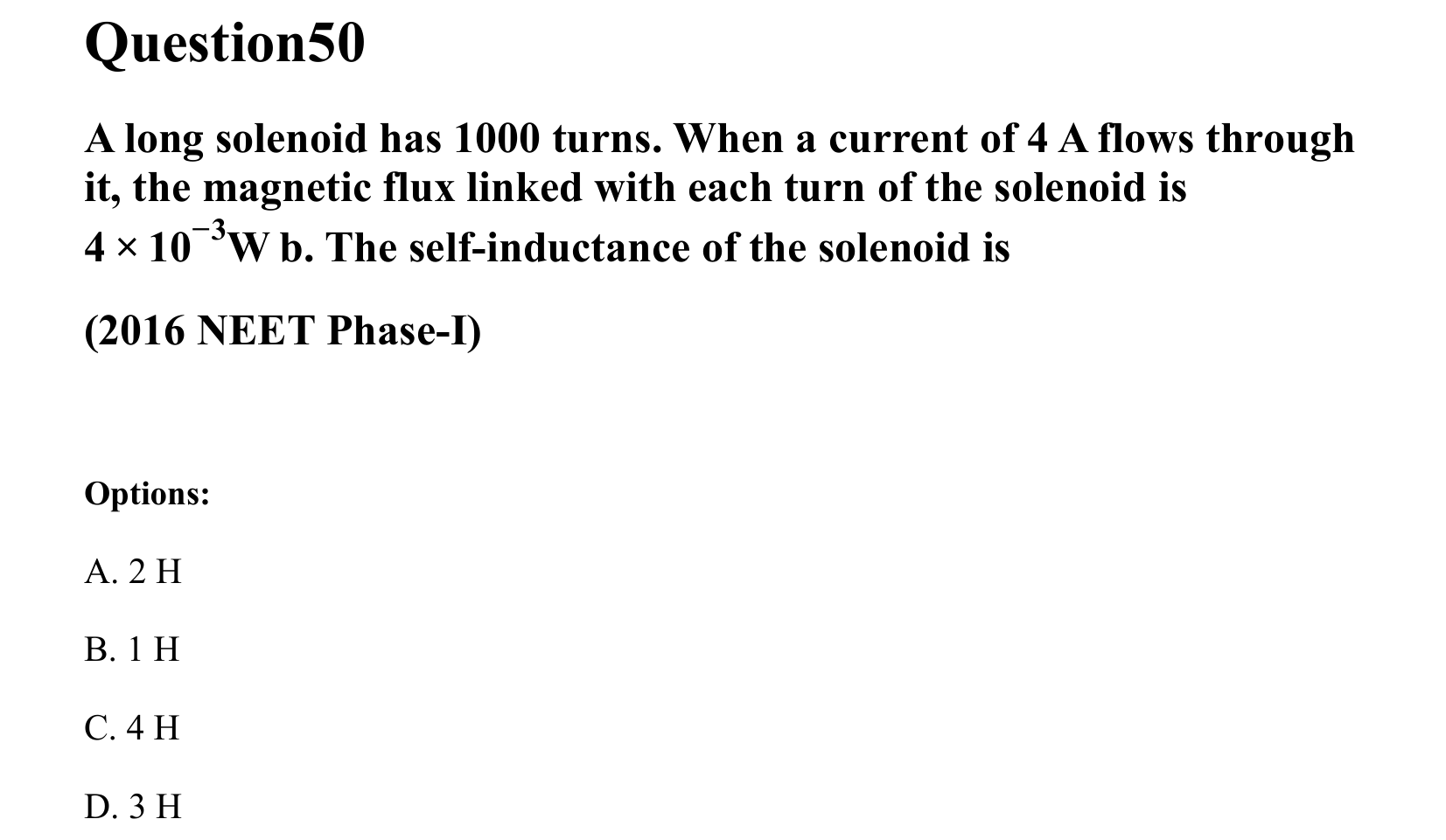 Electromagnetic Induction and Alternating Current question 50