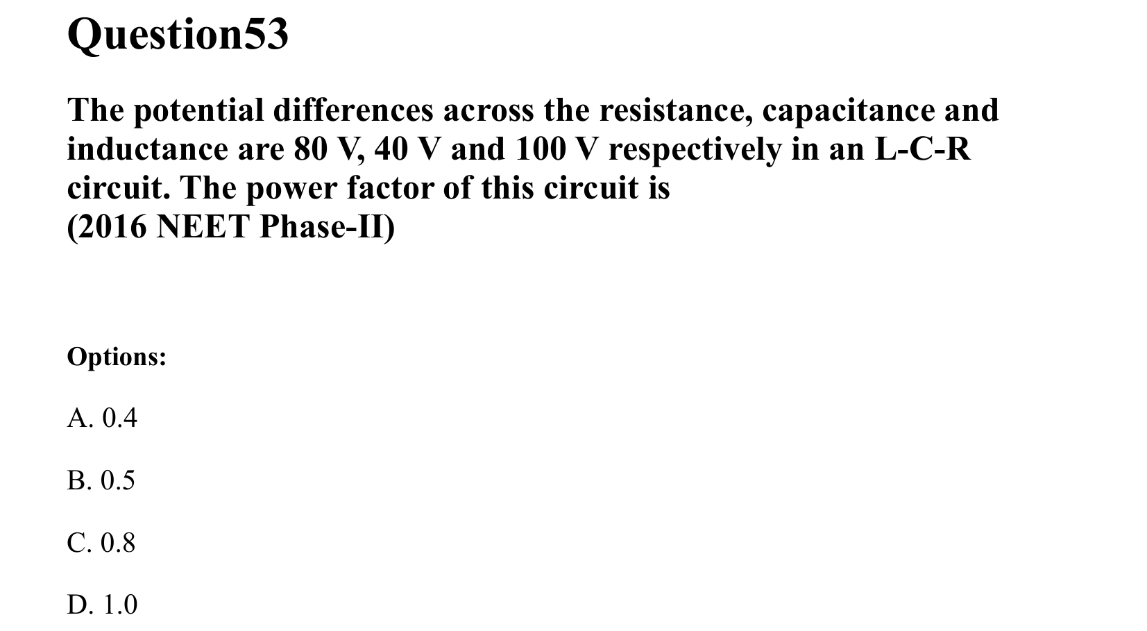 Electromagnetic Induction and Alternating Current question 53