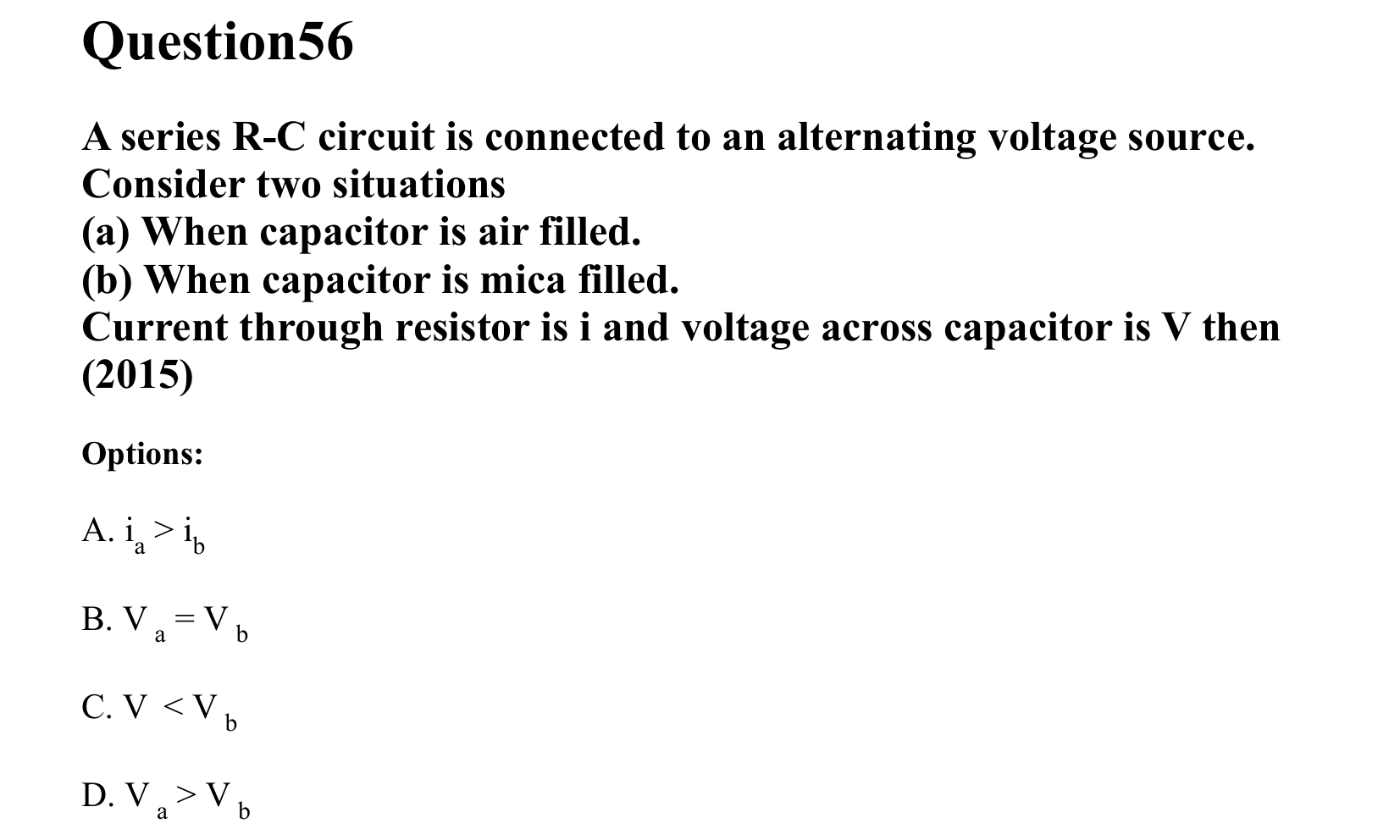 Electromagnetic Induction and Alternating Current question 56